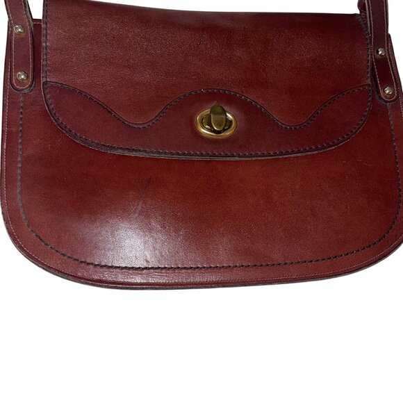 Vintage Womens Shoulder Bag Brown Adjustable Strap Turn Lock Closure Leather - Picture 10 of 11